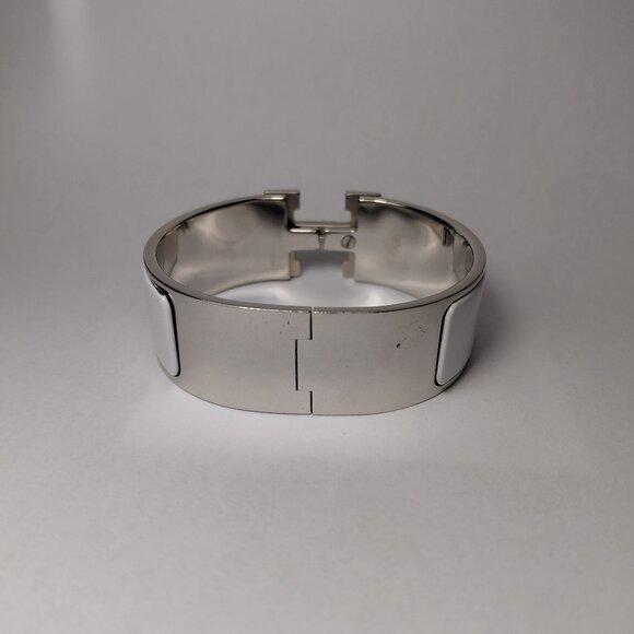 Hermes Clic Clac H Bracelet Blanc Silver White Enamel Bangle Size Small PM - Picture 8 of 16